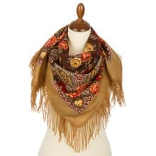 Authentic Pavlovo Posad Russian Shawl Scarf Soft 100% Wool 89x89 cm 1696-16