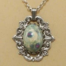 Mint Sage Green Ruby in Fuchsite Victorian Pendant Necklace Woman Jewelry Gift