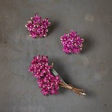 美國 Pastelli 品牌古董 桃紅色花球 花束胸針耳夾兩件套組