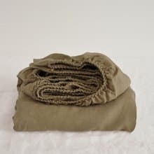 Taupe linen fitted sheet / Softened linen bed sheet / Deep pocket