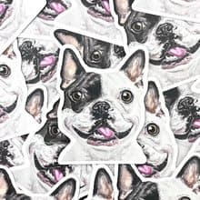 水彩插畫小動物 - 法鬥 PVC防水貼紙 (霧面) 行李箱貼紙 電腦貼