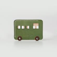 萌萌車車植鞣牛皮原創手工卡包真皮卡包牛皮卡包公交卡套綠色