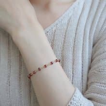 切面紅石榴石 14Kgf 包金 可調整手鍊