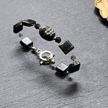 滿礦黑髮晶x灰月光石x黑曜石x銀曜石貔貅925純銀 財運 招貴人事業