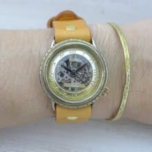 手作り腕時計 BHW068 ノーマルベルト 33mm手巻きBrass ローマ数字インデックス