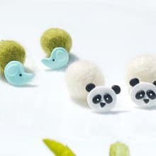 熊貓•小象 手工軟陶耳環 | 耳夾