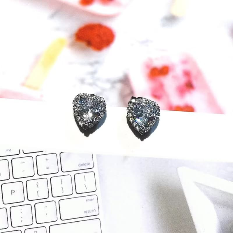 DoriAN  璀璨戀愛甜心愛心造型鋯石925純銀耳環 附純銀保證卡現貨