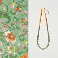 原創植物繫手工和田玉蜜蠟翡翠項鏈s925銀鎖骨鏈生日禮物