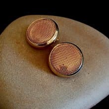 vintage jewelry  古典圓形金色網格狀 夾式耳環