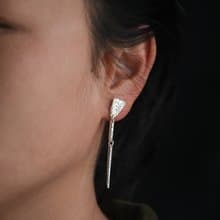 925銀天然肌理不對稱耳飾孤品手工純銀耳墜