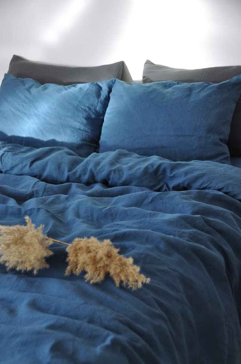 Ocean blue linen duvet cover / Softened linen / Comforter cover / Quilt cover