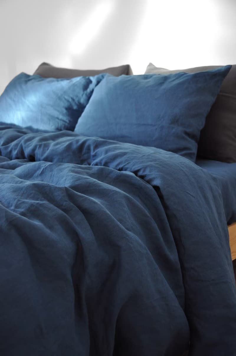 Ocean blue linen duvet cover / Softened linen / Comforter cover / Quilt cover