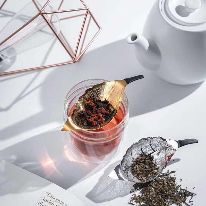 01LIV不銹鋼濾茶器 Komorebi 樹葉造型多用途濾網金色原創茶具