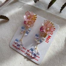 美國銅線櫻花配捷克珠、耳環、耳夾