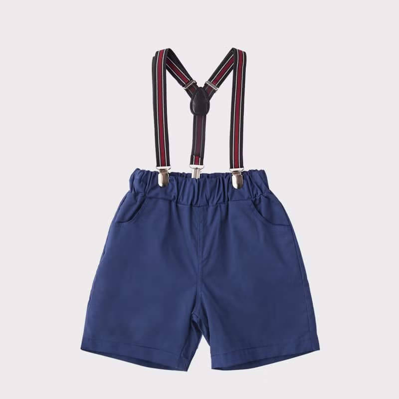 Charles系列太空襯衫藍色吊帶短褲組(附吊帶)