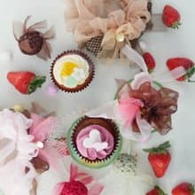 mini || 咲き編みシュシュ || いちごチョコ ||
