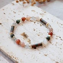 前生 | 綠髮晶 畢卡索石 紅兔毛 灰月光 天然水晶手鍊 彈性鍊