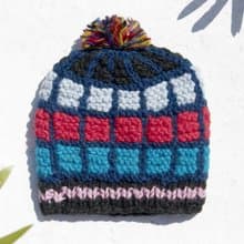 聖誕禮物 聖誕節 限量一件兒童毛帽 / 針織純羊毛保暖毛帽 / 兒童針織毛帽 / 內刷毛帽 / 針織毛線帽 / 童裝毛線帽 - 北歐風 幾何方格調色盤