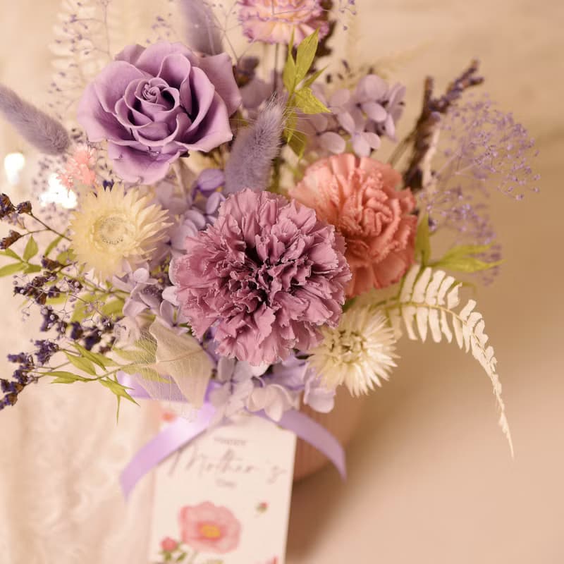 【氣質】母親節 永生康乃馨盆花 桌花  乾燥花 永生花 / 共3款