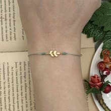 925純銀鍍金 橄欖枝 小樹枝 紅線 手繩 銀飾 純銀 細線 手鍊