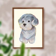 【居家佈置】貴賓犬 灰色泰迪狗-兒童房裝飾畫/無框畫/女友禮物提