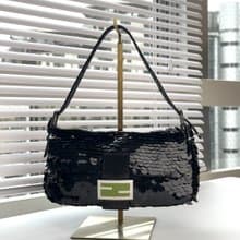 中古包 Fendi芬迪 鏡片亮片裝飾 曼馬手提包