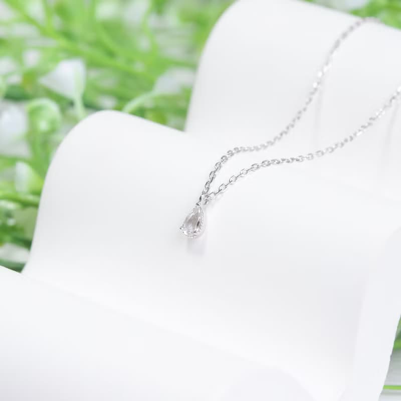 白水晶925純銀水滴爪鑲項鍊