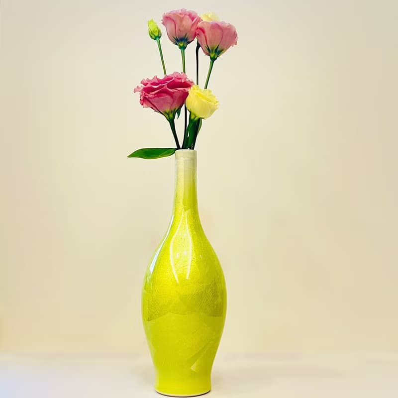 九谷燒-8號一輪生 釉裏銀彩(黃)