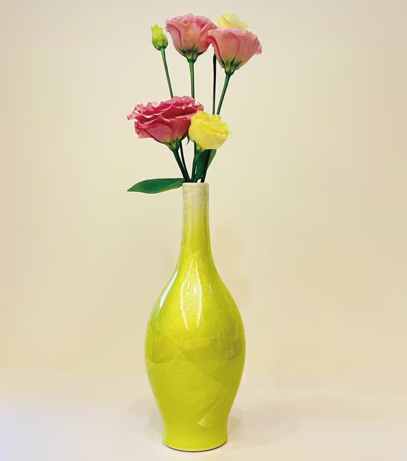 九谷燒-8號一輪生 釉裏銀彩(黃)