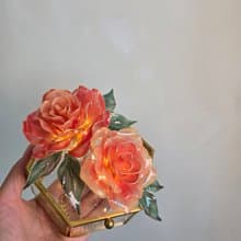 【沾浸藝術•玻璃飾盒】玫瑰。小夜燈。生日