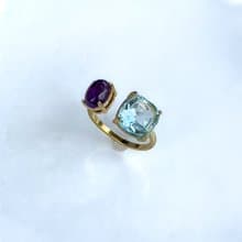 Sky blue topaz & Amethyst Ring【gift box】