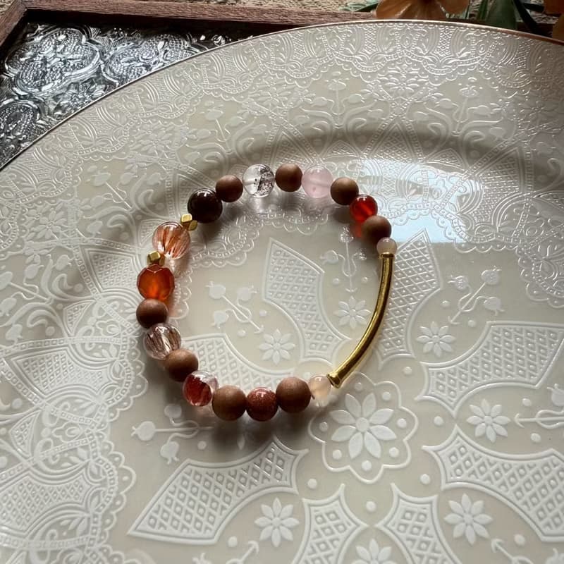紅髮晶楠木檀香彈性手鍊