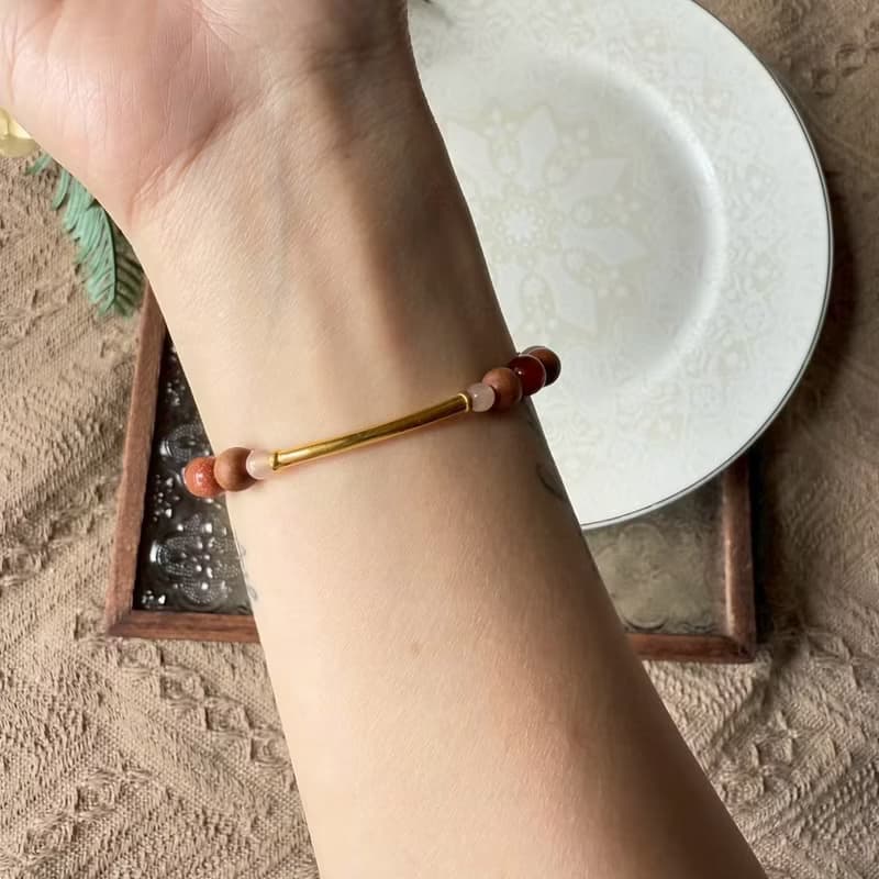 紅髮晶楠木檀香彈性手鍊