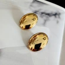vintage jewelry  古典金色鵝蛋型夾式耳環