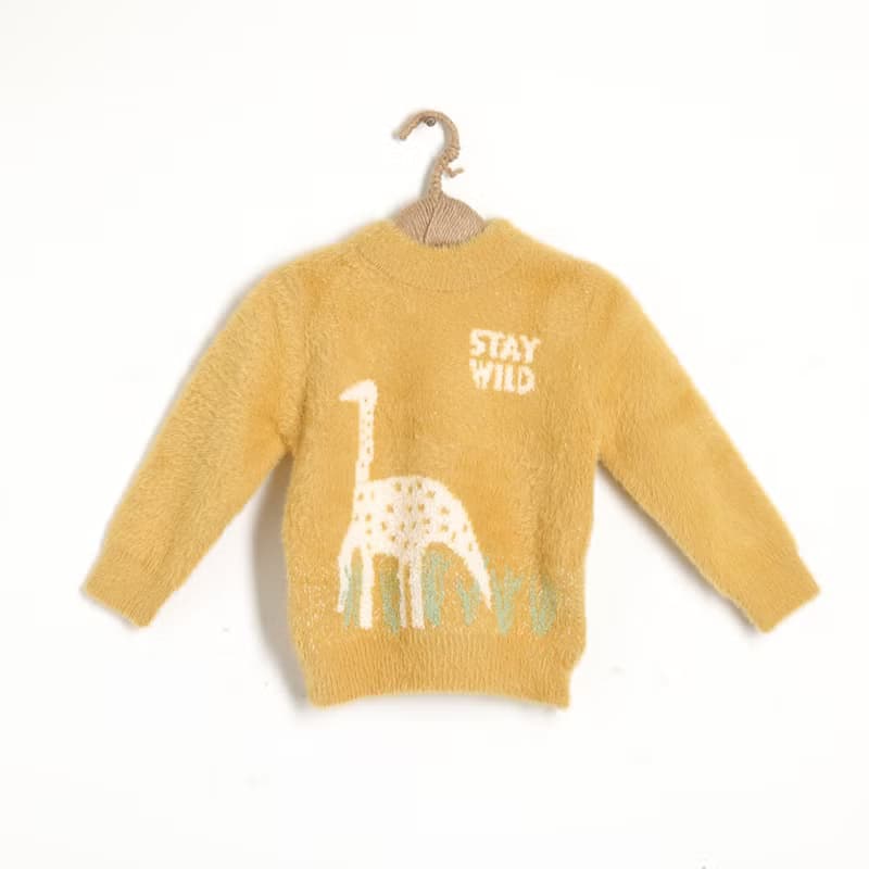 BIR童裝 | 恐龍圓領毛衣 (杏/黃)