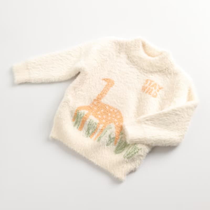 BIR童裝 | 恐龍圓領毛衣 (杏/黃)