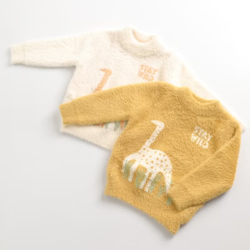 BIR童裝 | 恐龍圓領毛衣 (杏/黃)