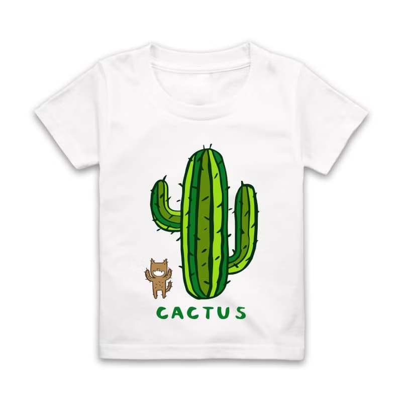 字母C-CACTUS短袖T恤-白