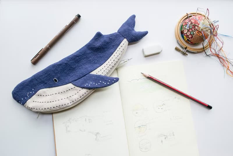 鯨魚 Whale travel cutlery pouch case - Navy