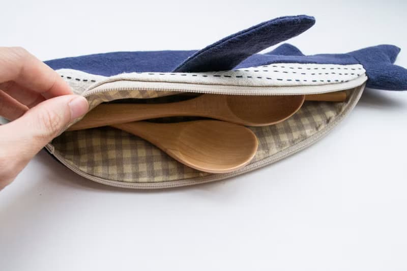 鯨魚 Whale travel cutlery pouch case - Navy