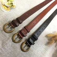 手工壓紋系列 復古銅色圓頭 真皮皮帶 腰帶 - 3 cm寬