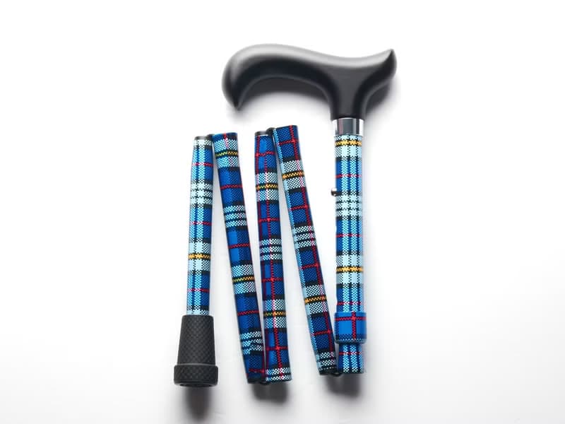 【聖誕禮盒】繽紛生活折疊手杖-蔚藍格紋 長輩生日禮物 時尚拐杖