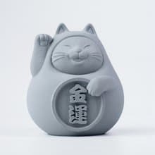 胖胖招財貓(大)  清水灰