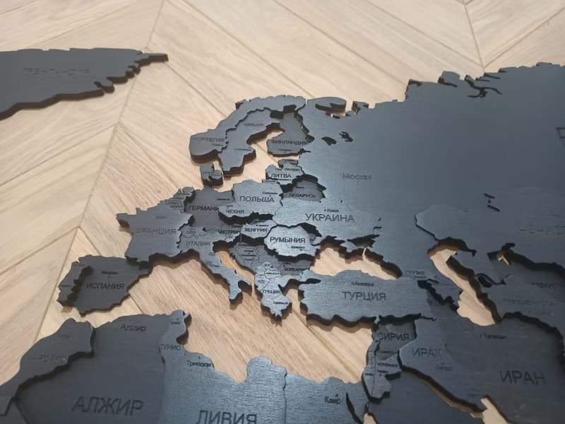 Black Wood 3D World Map with LED Backlighting - Perfect Gift for Travel Lovers