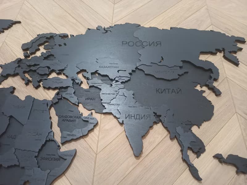 Black Wood 3D World Map with LED Backlighting - Perfect Gift for Travel Lovers