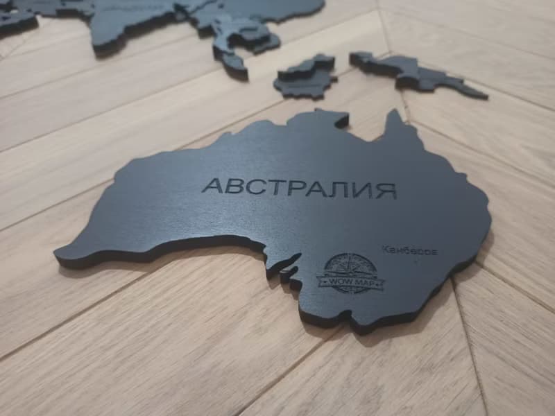 Black Wood 3D World Map with LED Backlighting - Perfect Gift for Travel Lovers