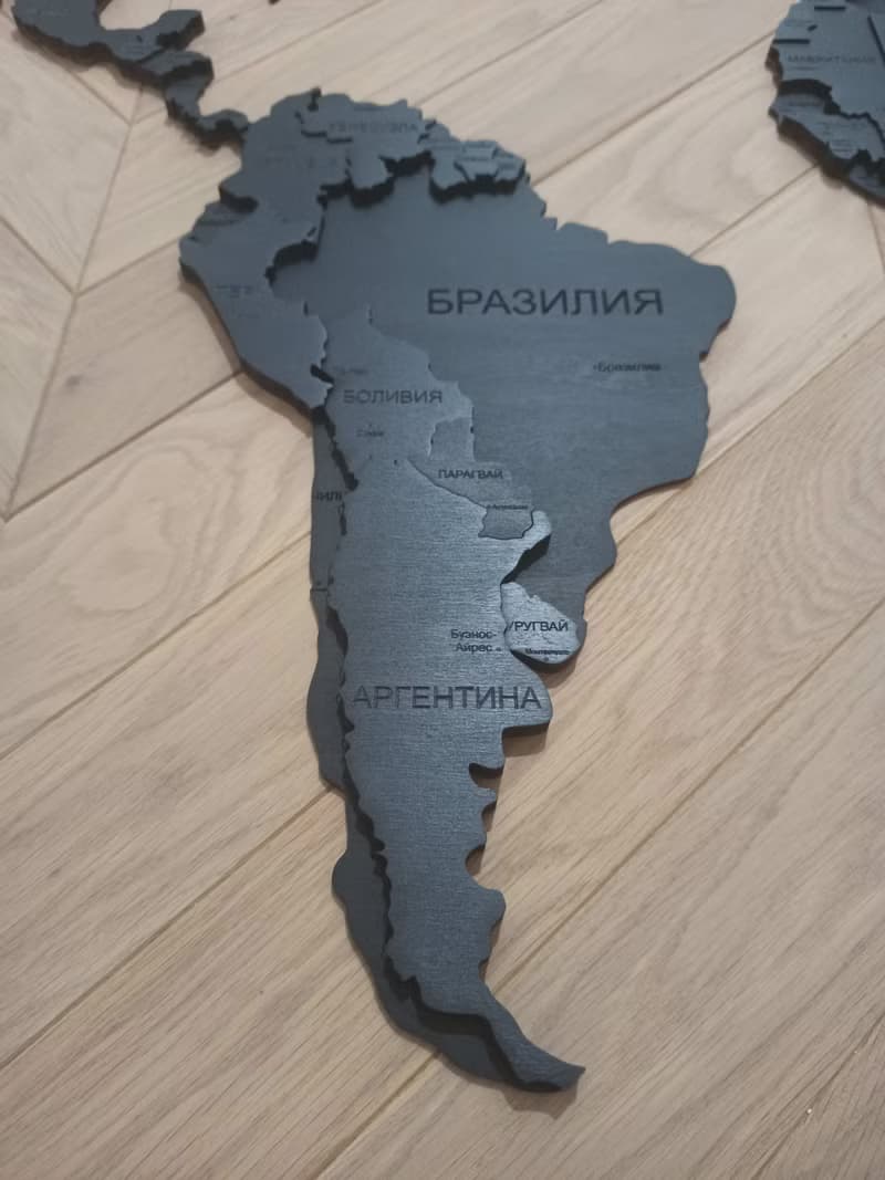 Black Wood 3D World Map with LED Backlighting - Perfect Gift for Travel Lovers
