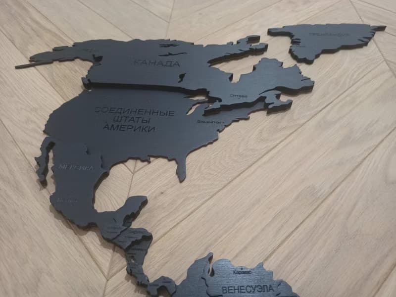 Black Wood 3D World Map with LED Backlighting - Perfect Gift for Travel Lovers
