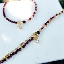 瑠岸明月【紅】-石榴石 草莓晶 單雙設計半寶石手鍊