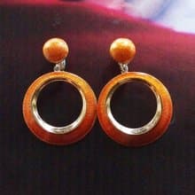 Vintage Jewelry 西洋古董飾品 TRIFARI 琺瑯橙 夾式耳環